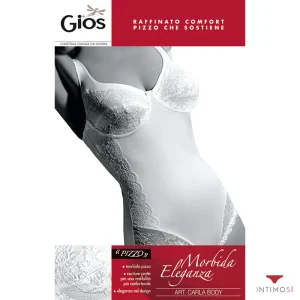 Body contenitivo con coppe foderate in cotone e pizzo | Gios Carla