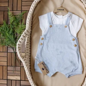 Salopette in spugna di Cotone Biologico con T-shirt