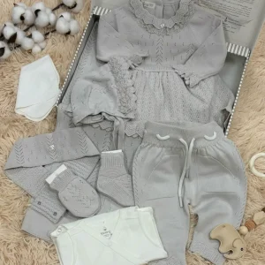 Corredino Nascita Neonata Elegante – 9 Pezzi 100% cotone