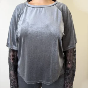 MAGLIA CINIGLIA GRIGIO MANICA PAILLETTES SUSYSTAR