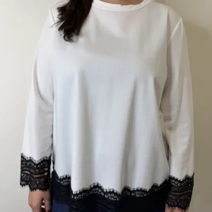 MAGLIA BIANCA PIZZO NERO SUSYSTAR