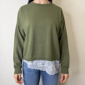 BARCHETTA ASIMMETRICA CON PIZZO VERDE MILITARE  MOTEL