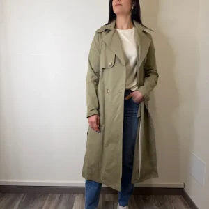 TRENCH LUNGO DOPPIO PETTO VERDE MILITARE SUSYMIX