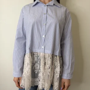 CAMICIA OVER GESSATA CON PIZZO SUSYMIX