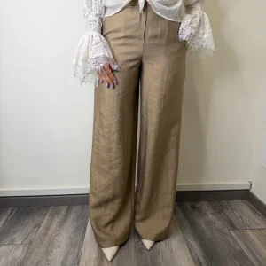 PANTALONE SARTORIALE EFFETTO LAMINATO SABBIA MOTEL