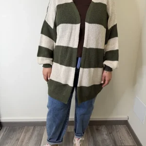 CARDIGAN RIGATO VERDE MILITARE SUSYSTAR
