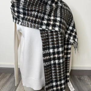 SCIARPA MICRO CHECK NERO FRANGE SUSYMIX