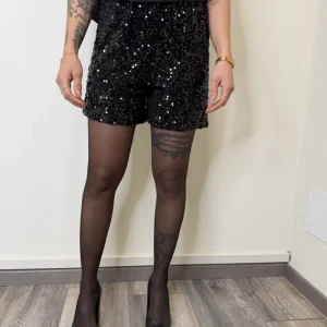 PANTALONCINO PAILLETTES NERO MOTEL