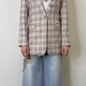 GIACCA CHECK BEIGE/ROSA MOTEL