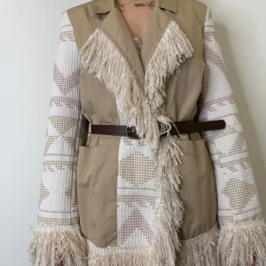 GIACCA RICAMI E FRANGE BEIGE/BURRO MOTEL