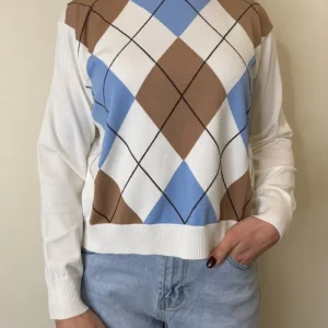 MAGLIA ROMBI BURRO/CAMMELLO/AZZURRO/MORO
