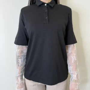 POLO MANICHE PIZZO NERA SUSYMIX