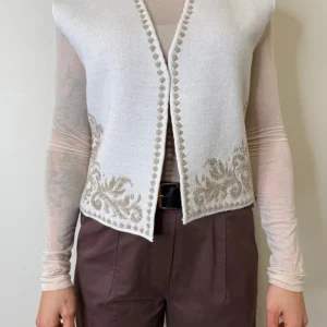 GILET RICAMO BURRO/BEIGE MOTEL