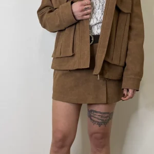 PANTA-GONNA ECOPELLE PUNTEGGIATA TABACCO MOTEL