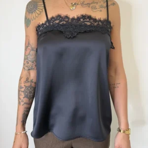 TOP SATIN PIZZO NERO IMPERIAL