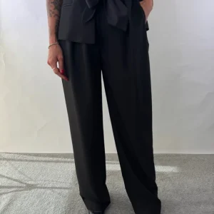 PANTALONE PINCES FIOCCO CRAVATTA NERO IMPERIAL