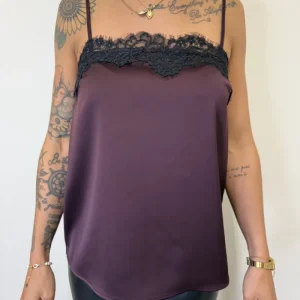 TOP SATIN PIZZO PRUGNA IMPERIAL