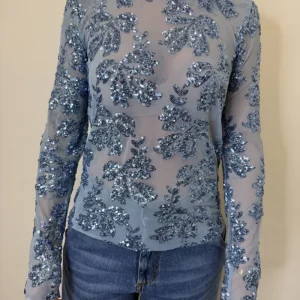 MAGLIA PAILLETTES CELESTE SUSYMIX