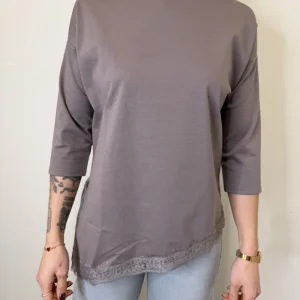 MAGLIA ASIMMETRICA CON PIZZO FANGO SUSYMIX