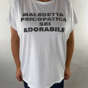 TSHIRT BIANCA “MALEDETTA PSICOPATICA SEI ADORABILE” SUSYSTAR
