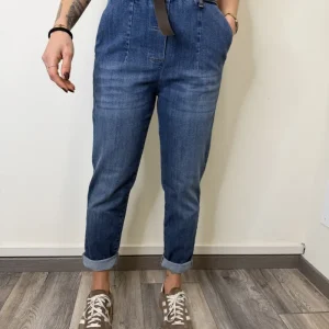 JEANS SLIM CON ELASTICO IN VITA BLU SUSYMIX