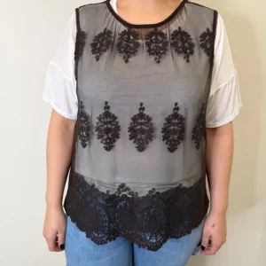 T-SHIRT BASIC+TOP PIZZO MORO DEJAVU