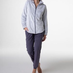 Homewear aperto donna in pelliccetta jacquard e micropile grigio Lovable