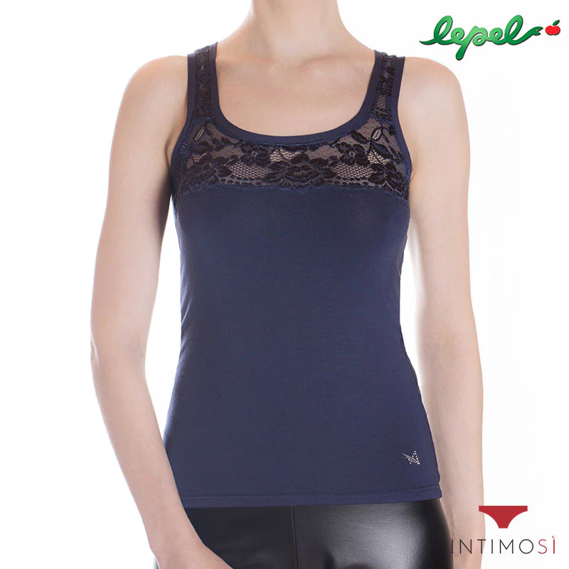 Canotta spalla larga in pizzo trasparente | Lepel 2619