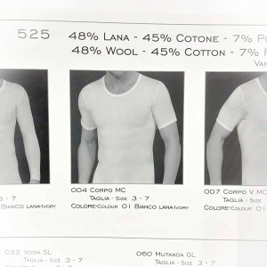 Maglietta indue girocollo in lana e cotone