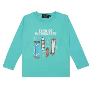 Maglia Bambino Manica Lunga Jersey Policotone Tiffany con Skateboard 2-10 Anni