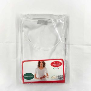 Maglietta girocollo bordo raso manica corta donna, caldo cotone