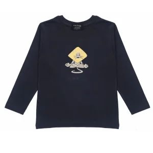 Maglietta Manica Lunga Bambini Blu Navy con Stampa Leone - Jersey Policotone