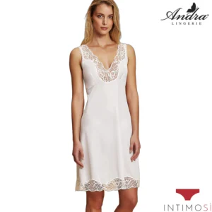 Sottoveste classica con inserti in pizzo su scollo e spalline larghe | Andra 80