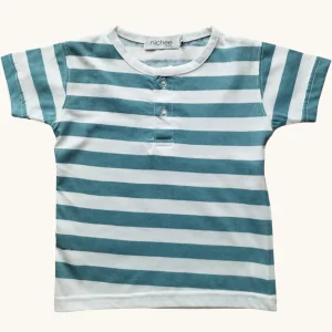 T-shirt Neonato a Righe Bottoncini Manica Corta 6M-4 Anni