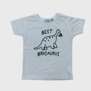 T-shirt Neonato Bianca Stampa Dinosauro Best Brosaurus 6M-4 Anni