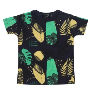 T-shirt Bambino Blu Navy Stampa Esotica 2-10 Anni