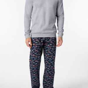 Pigiama lungo uomo girocollo in cotone invernale con stampa cars Perofil