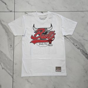 T-shirt chicago bulls logo bianco grande