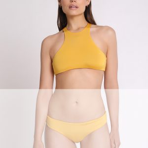 Halter neck bikini top, reversible, in microfiber. Reverse Collection