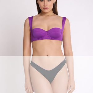 Balconette bikini bra with padded cups in microfiber.