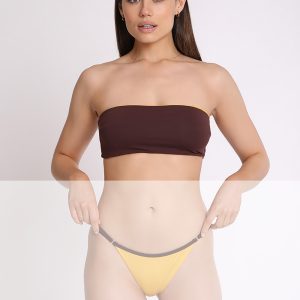 Non-padded reversible bandeau top in microfiber. Reverse Collection