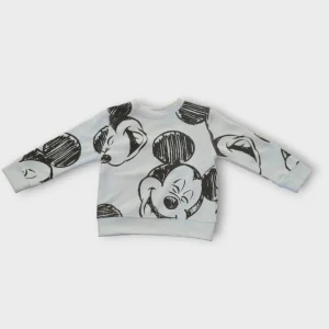 Felpa Mickey Mouse Bambino - French Terry Bianca 3M-4A