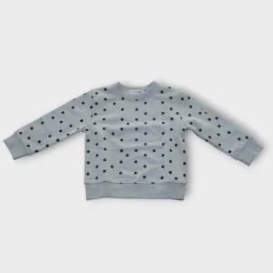 Felpa neonata e bambina leggera grigia con pois