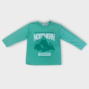 Maglia bambino manica lunga menta con stampa