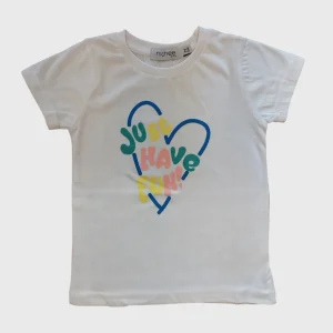 T-shirt Bambina Bianca Just Have Fun 2-10 Anni