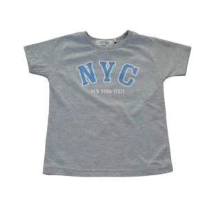 T-shirt bambino a manica corta grigia con scritta