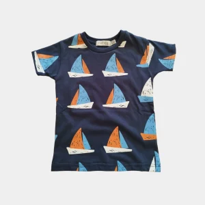 T-shirt Neonato Blu Navy Stampa Vele Colorate 6M-4 Anni