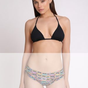 Sliding triangle bikini top in microfiber, with removable cup inserts. Play Collection