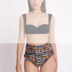 High-waist bikini bottom with ruches. Play Collection